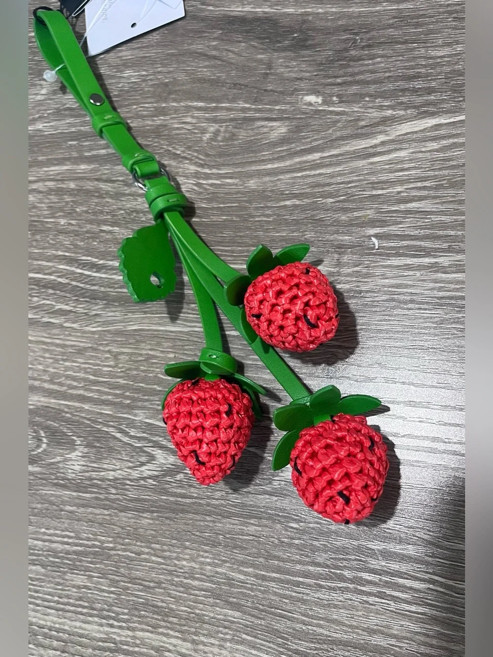 Kate Spade Charmed Strawberry Crochet Bag Charm Keychain Key Fob